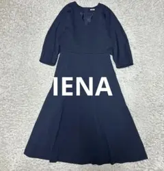 IENA ♡ ドルマンスリーブワンピース　ロングワンピース ネイビー　フレア