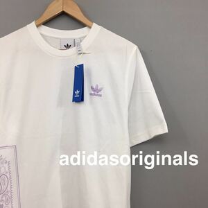 【新品未使用 タグ付き】アディダス オリジナルス adidasoriginals トレフォイル 半袖 Ｔシャツ プリント ホワイト メンズ Oサイズ ♭▼