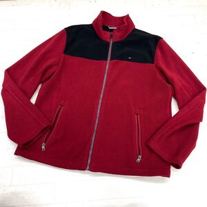 1587◎ TOMMY HILFIGER トミーヒルフィガー トップス フリース ジャケット フルジップ ブラック レッド メンズ