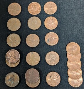 1セント 硬貨　まとめて　1953年〜1994年　ONE CENT　アメリカ合衆国　リンカーン　LIBERTY　(11065