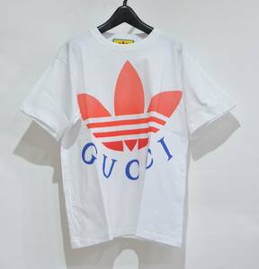 GUCCI × adidas グッチ アディダス ロゴ Tシャツ カットソー ホワイト XS Y-29374B