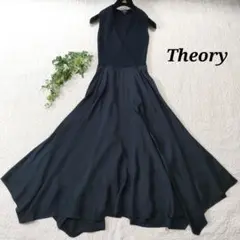 美品✨Theory　ニットドッキングロングワンピース　マキシ丈　ネイビー