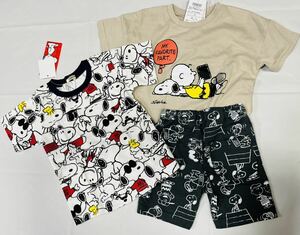 福袋3F1419*激安sale!!新品 こども服 半袖Tシャツ2枚+パンツ1枚　size80　3枚★PEANUTS.スヌーピー/まとめ売り