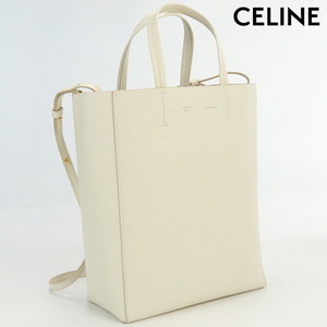 中古 セリーヌ トートバッグ レディース ブランド CELINE バーティカル カバ スモール レザー ホワイト