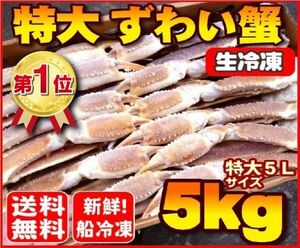 【ヤフオク 年末年始対応商品】船上凍結の５L 生ズワイガニ５kg（約12～14肩前後）【カニ　蟹　ずわいがに】q