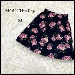 美品【MOUTHvalley】マウスバレー ネイビー ひざ丈スカート M 総柄