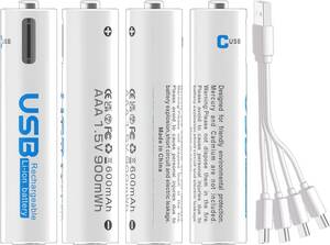 単4形充電池-4本セット UNNIK 単4電池 充電式 4本セット 約1500回使用可能 600mAh/900mWh 1.5V定出