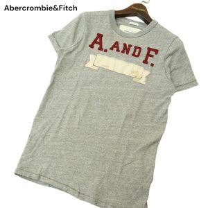 Abercrombie&Fitch アバクロンビー＆フィッチ 春夏 ロゴ刺繍 パッチ★ 半袖 カットソー Tシャツ Sz.S　メンズ グレー　A4T08662_7#A