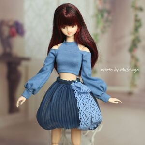 人形服msdr-24-217　青肩だし長袖トップスとバルーンスカート（momoko/ジェニーなど1/6人形用）