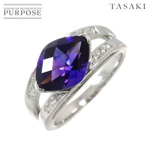 タサキ TASAKI 14号 リング アメジスト ダイヤ 0.11ct K18 WG ホワイトゴールド 750 指輪 田崎真珠 Ring 90250976