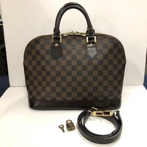 【美品】LOUIS VUITTON ルイヴィトン ダミエ アルマPM N53151 FL1014 ハンドバッグ エベヌ ショルダー付 2way