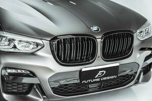 【FUTURE DESIGN】BMW G01 X3 G02 X4 前期 フロント用 艶ありブラック キドニーグリル センターグリル Performance style II