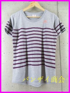 【送料300円可】017m1◆美品です◆吸汗速乾◆ティゴラ TIGORA×BEAMS DESIGN ビームスデザイン マリンボーダー 半袖ドライTシャツ L