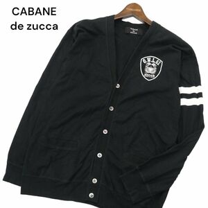 CABANE de zucca カバンド ズッカ 通年 ロゴ スリーブライン★ カーディガン Sz.M　メンズ 黒　A4T01663_2#F