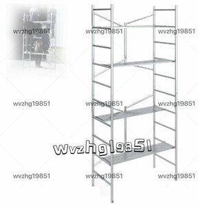 高所作業台 作業用踏台 足場台 移動式作業台 折りたたみ式足場 作業用階段 足場板 太い鋼管 耐荷重500kg 軽量 高さ360cm-4段-ホイールなし