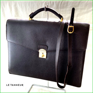 中古●LE TANNEUR/ルタヌア●本革ブリーフケース バッグ　ダークブラウン