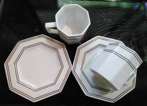 レトロ♪ ◆たち吉◆【アダムとイブ ペア カップ 八角形】２客揃え 陶器 日本製 USED品 美品