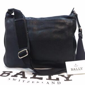 【未使用級/A4可】バリー BALLY ショルダーバッグ メッセンジャーバッグ メンズ レザー シボ革 ビジネス PC クロスボディ 斜め掛け 黒