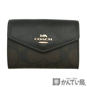 20804 COACH【コーチ】CH202 カードケース パスケース 名刺入れ 定期入れ ビジネス シグネチャー ブラウン×ブラック レザー レディース 