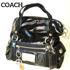 COACH 黒 パテントレザー ハンドバッグ 13832