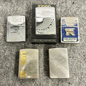 H071 まとめ ▲ Zippo ジッポー オイルライター 5点セット スカイライン GT-R ANA ルパン三世 シルバー 他 喫煙具 3点火花あり