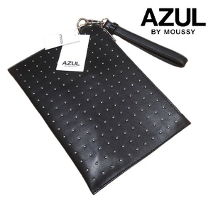 新品!! アズールバイマウジー レザー調 スタッズ クラッチバッグ ブラック 送料安☆ AZUL BY MOUSSY セカンドバッグ ストラップ コンパクト