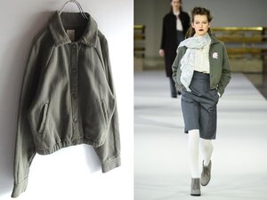 コレクション使用 agnes b × LAURE-HELENE VAUDIER アニエスベー 2018AW スナップ スウェット ジャケット ブルゾン 1 カーキ ルーマニア製