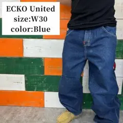 ECKO UNLTD ペインターパンツ W30 青 多機能 ストリート