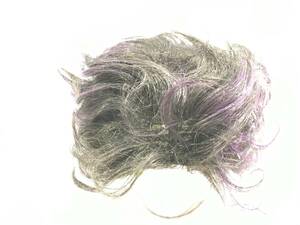 ■7456■フルウィッグ 紫 メッシュ 黒 頭頂部 ヘアピース つむじ 生え際 医療 かつら ショート