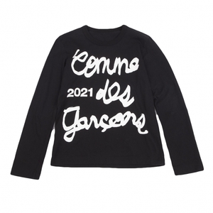 コムデギャルソンCOMME des GARCONS コットン手書きロゴロングスリーブTシャツ 黒S位 【レディース】