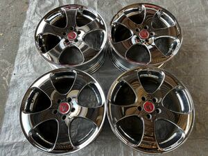 絶版！ワークLS/18×8j+38/5穴PCD114.3/4本セット 当時物 メッキ USDM 赤キャップ