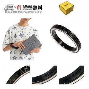 L161-M.. FENDI フェンディ リング RING 指輪 ルテニウム ロゴ メンズ イタリア製 7AJ695TL9F18A3 ★ ウルトラブラック