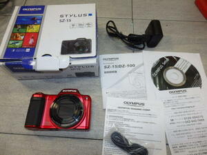 1円～　OLYMPUS オリンパス STYLUS SZ-15 レッド デジタルカメラ コンパクトカメラ 付属品 G52