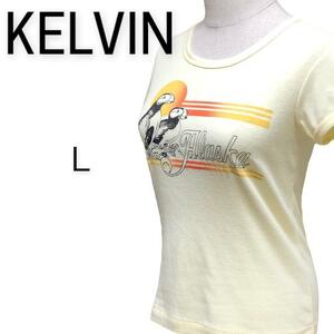 KELVIN　ショートスリーブ　プリントTシャツ　クリーム　Ｌ　レディース　ユニセックス