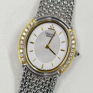 1円 可動品 腕時計 セイコー SEIKO クレドール 5A70-3000 クォーツ レディース SS 18KT ダイヤモンド 同梱不可