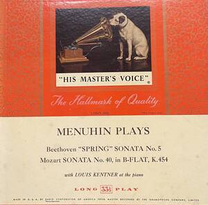 LP Yehudi Menuhin Mozart Beethoven LOUIS KENTNER メニューイン モーツァルト ベートーヴェン