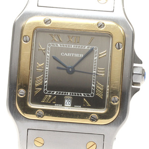 ベルトジャンク カルティエ CARTIER W20030C4 サントスガルべ LM YGコンビ デイト クォーツ メンズ _823924