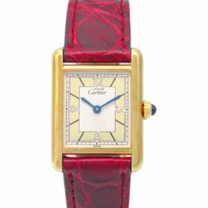 カルティエ マストタンク ブランドオフ CARTIER GP（ゴールドメッキ） 腕時計 GP/革 中古 レディース