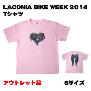 【訳あり！80%オフ！】LACONIA BIKE WEEK 2014 Sサイズ ピンク 半袖 Ｔシャツ