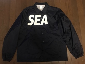 送即決!!紺XL 初期WIND AND SEAコーチジャケット美品ウィンダンシーCOACH JACKETネイビーSEAロゴ WDS入手困難ナイロンJKT 発送レターパック