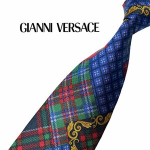 GIANNI VERSACE ネクタイ チェック柄 パターン柄 ジャンニヴェルサーチ USED 中古 m1331