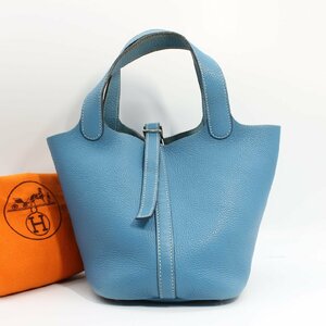 セール A967 美品 エルメス HERMES ピコタンPM トリヨンクレマンス ブルージーン ハンドバッグ □J 中古