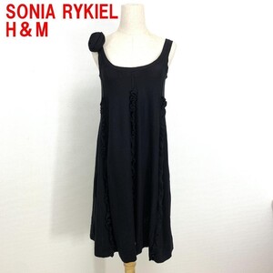 A3125 ソニアリキエル H&M ニットワンピース ノースリーブ 綿 SONIA RYKIEL コットン ブラック 黒 XS