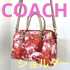 コーチ　COACH レディース　ショルダー　ピンク　赤　プレゼント　合皮　花