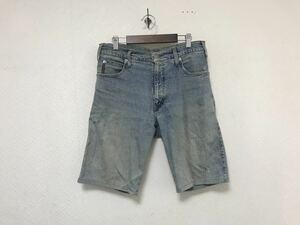 本物アルマーニジーンズARMANIJEANSコットンストレッチデニムショートハーフパンツメンズアメカジミリタリーサーフ青ブルー28イタリア製