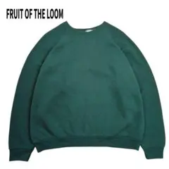 FRUIT OF THE LOOM 無地 ラグラン スウェット グリーン L