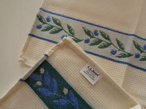 L.L.Bean　TEA　TOWEL　2枚　テーブルクロス　New Wild Blueberry　NATURAL　キッチン　ブルーベリー　エルエルビーン　ヴィンテージ