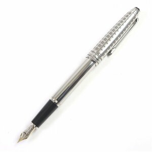 極美品□MONTBLANC モンブラン 9942 ペン先K18 Fニブ マイスターシュテュック ステンレススティール FP 万年筆 シルバー ドイツ製 メンズ