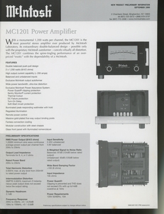 McIntosh MC1201の英語カタログ マッキントッシュ 管4986