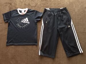 ★adidas アディダス 半袖Tシャツ ハーフパンツ 上下セット 150 ネイビー×ピンク Climalite ★